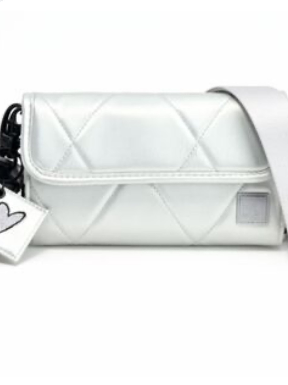 LUG Quilted Trolley 2 Silver Crossbody Bag with Heart Charm